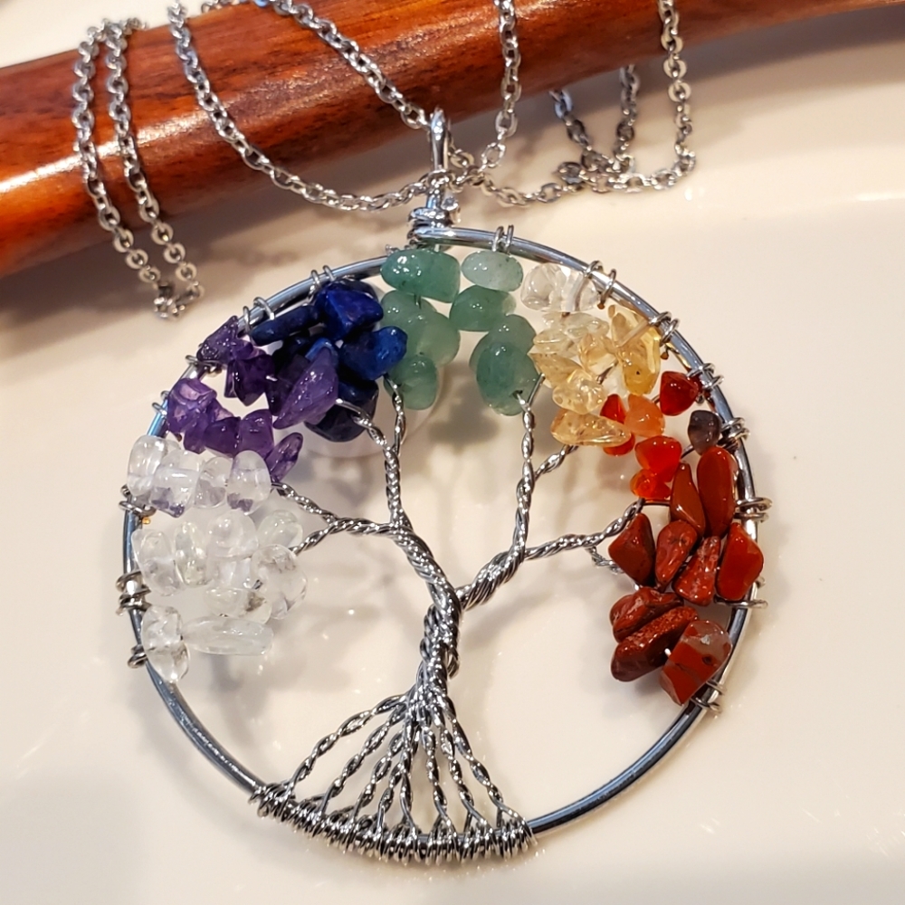 B16 NEW:Circle  Stainless steel Tree of Life